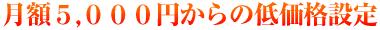 月額５,０００円からの低価格設定