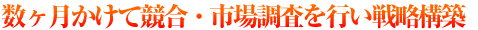 数ヶ月かけて競合・市場調査を行い戦略構築